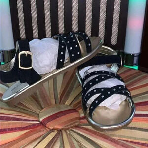 Girls Black Rhinestone Sandal Size 12